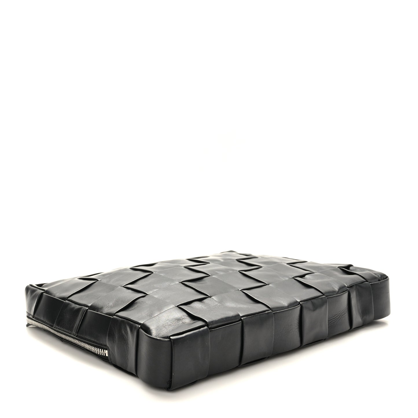 Paper Calfskin Maxi Intreccio Large Document Zipped Case Black