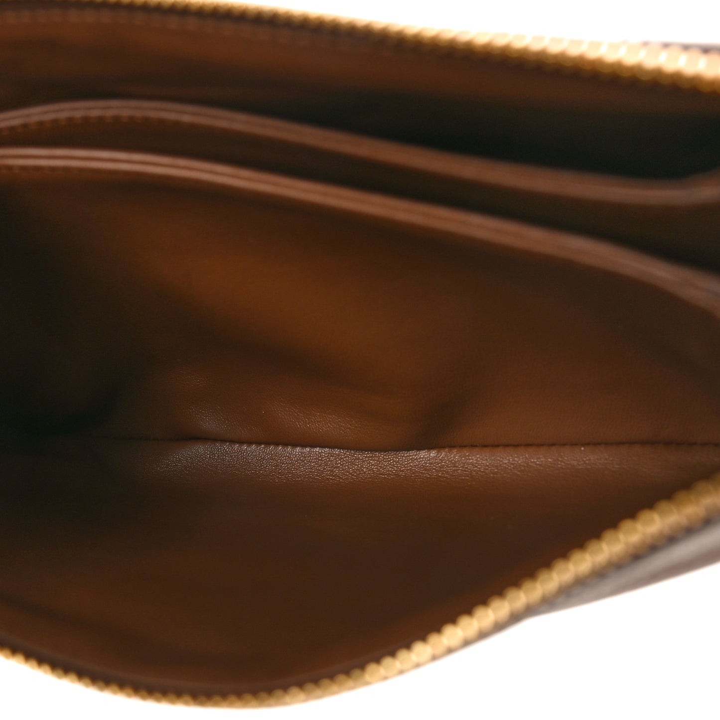 Vitello Daino Soft Mini Zippered Shoulder Bag Caramel