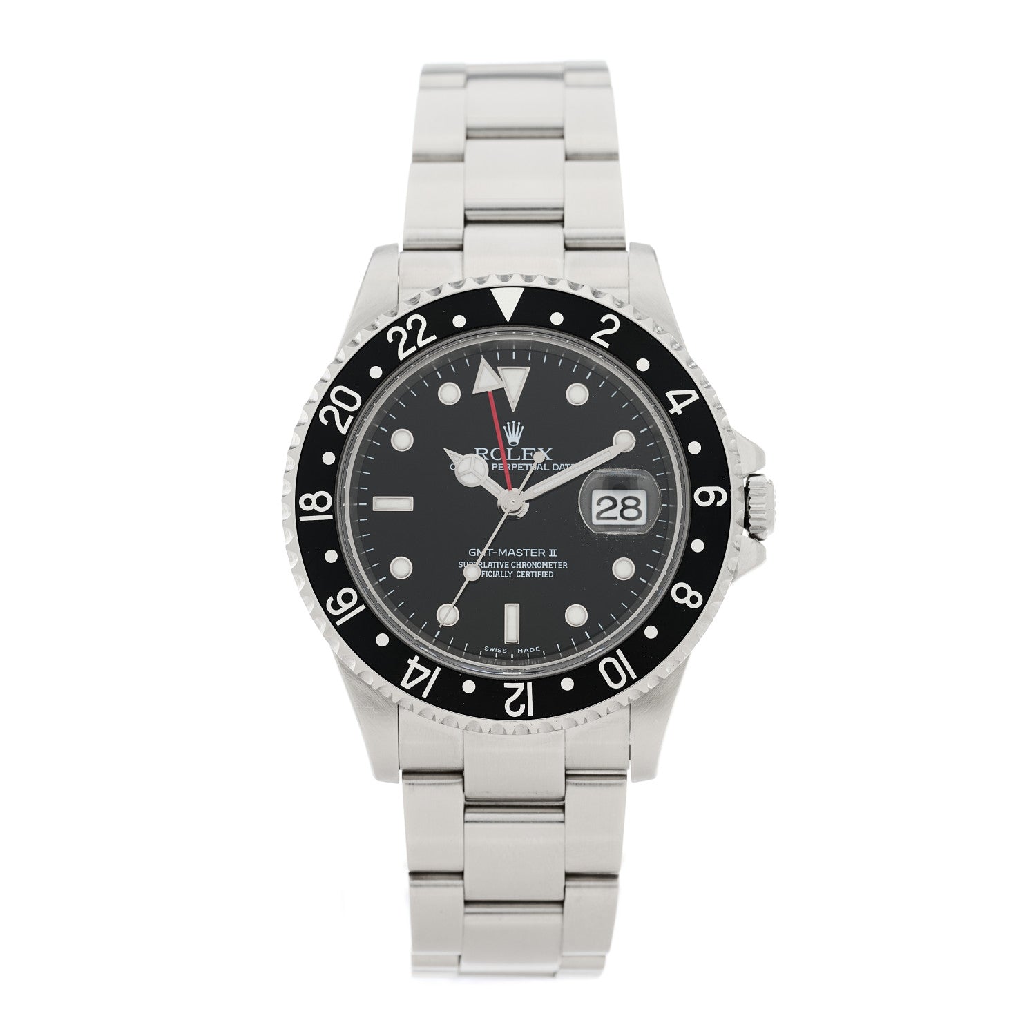 Rolex Stainless Steel 40mm Oyster Perpetual Date GMT Master II Watch Black 16710 1 of 4