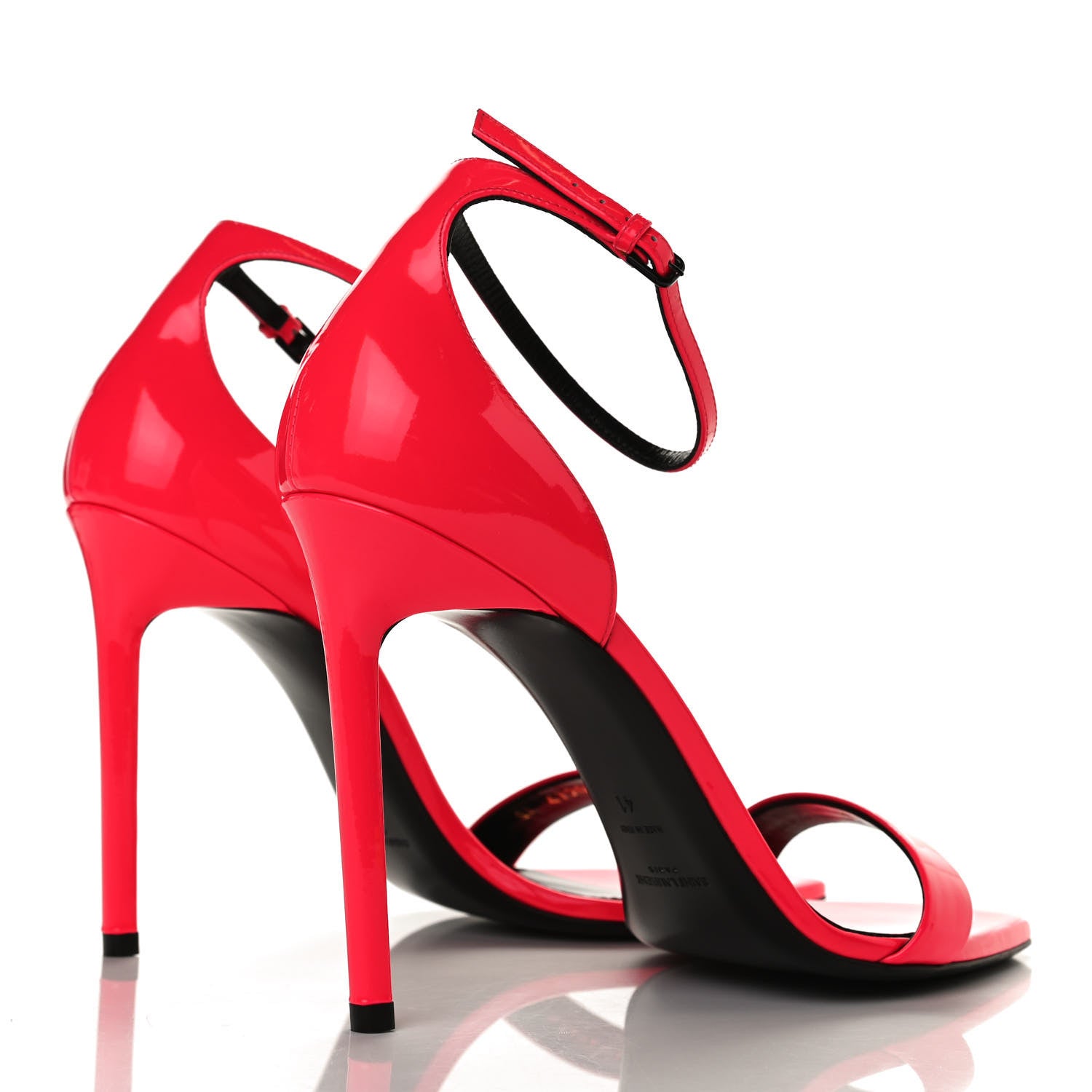 Saint Laurent Patent Calfskin Amber 105 Ankle Strap Sandals 41 Fuchsia Fluo 4 of 9