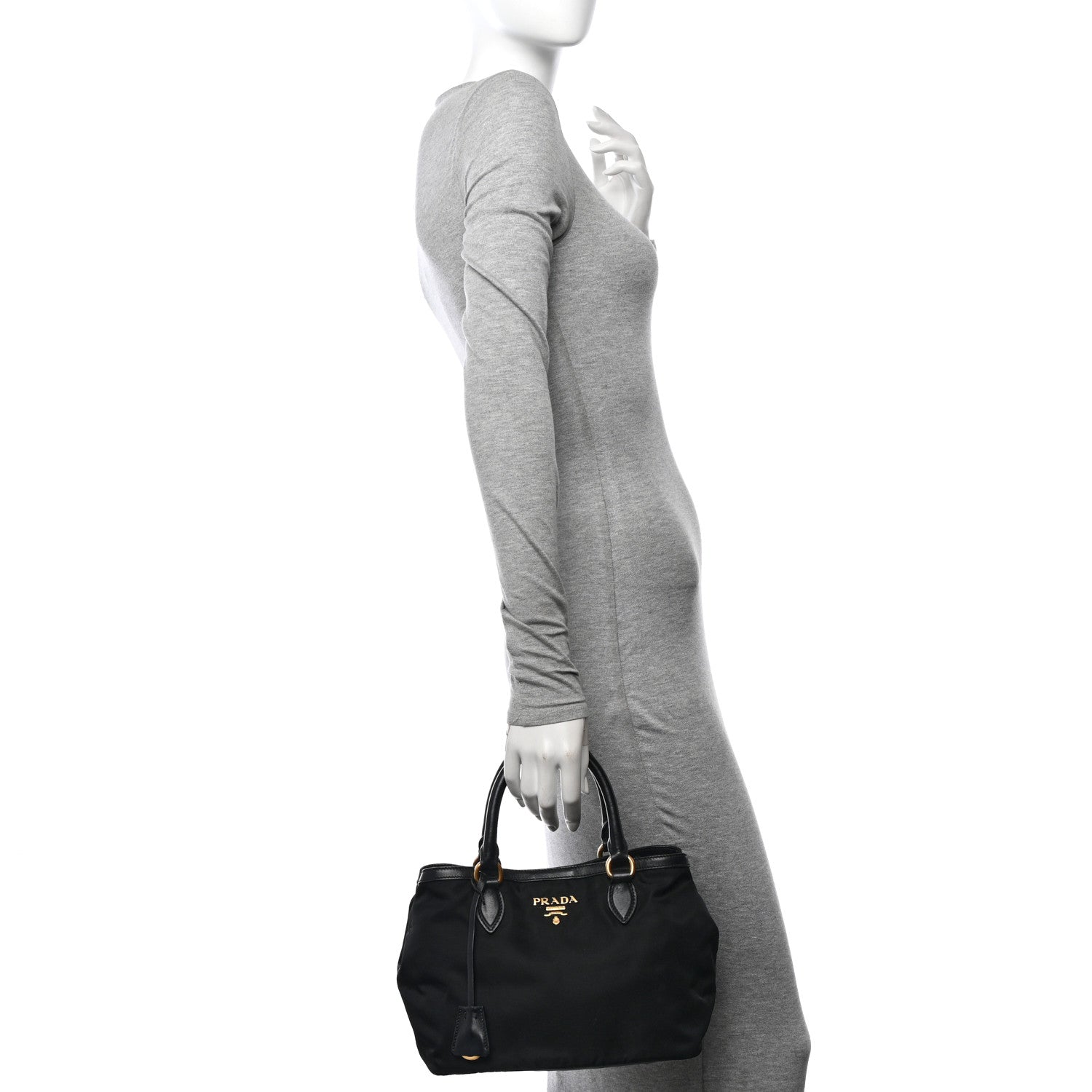 Prada Tessuto Nylon Soft Calf Tote Black 2 of 16