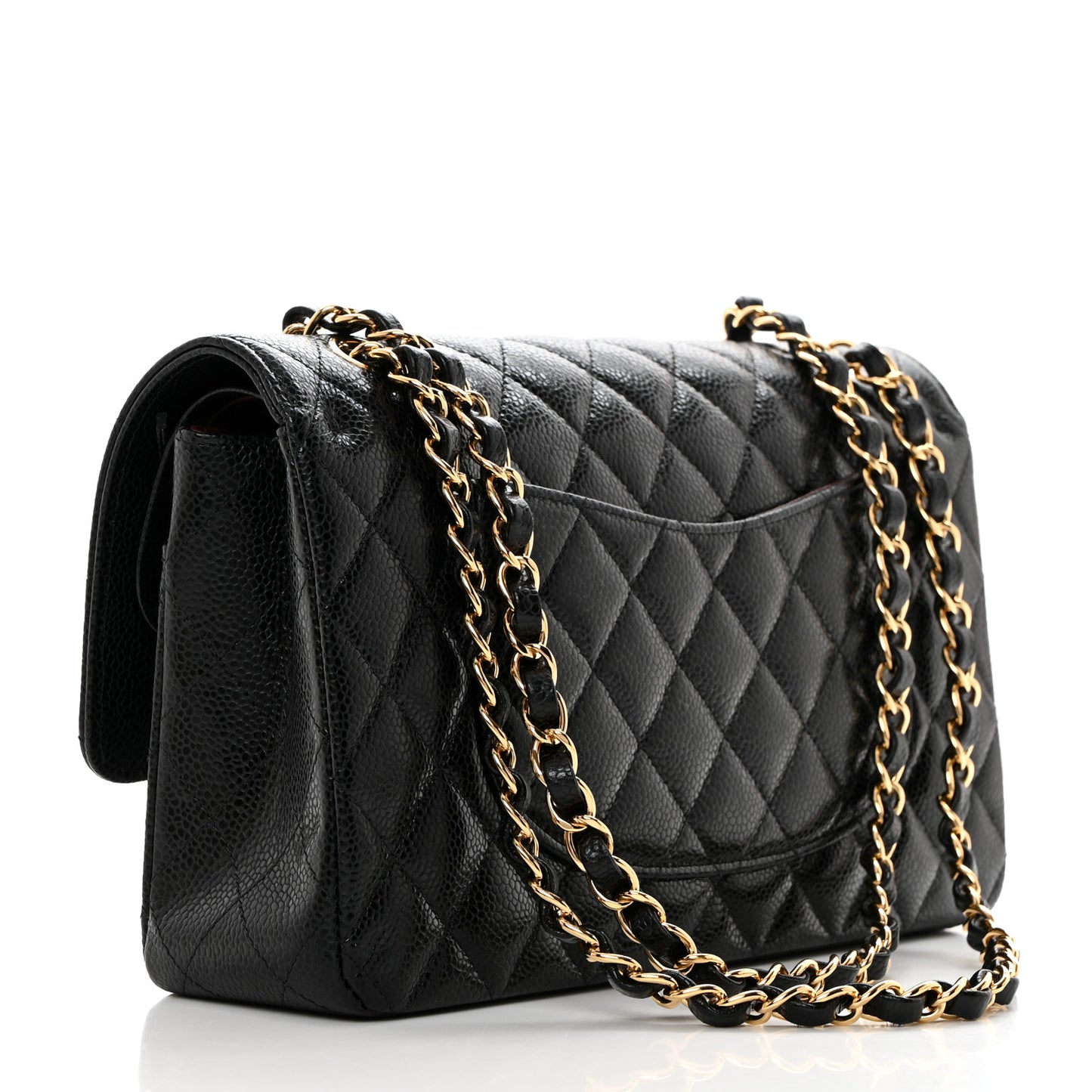 Caviar Quilted Medium Double Flap Black