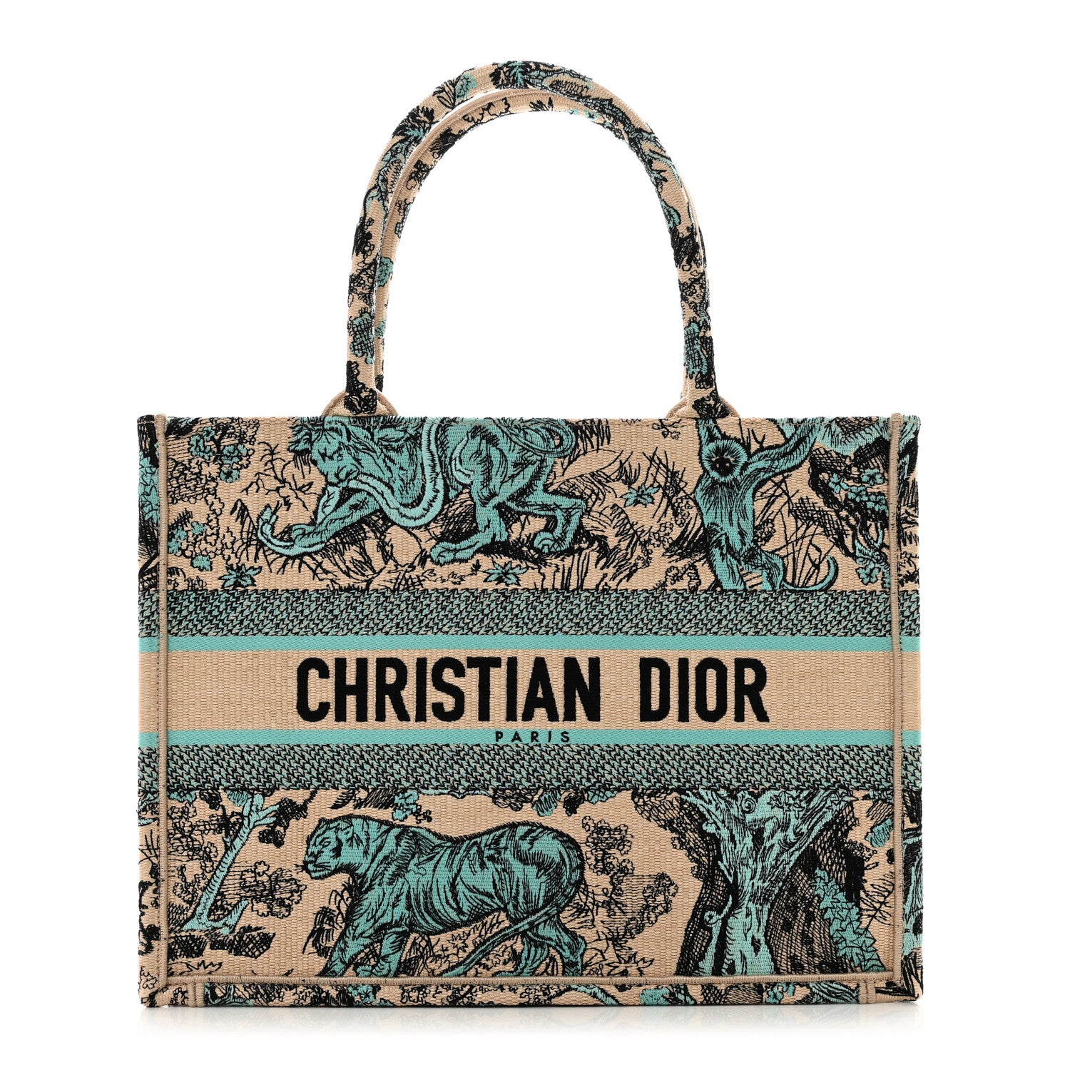 Christian Dior Raffia Embroidered Dioriviera Medium Book Tote