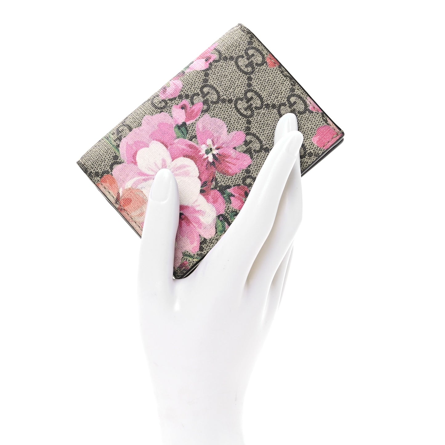 GG Supreme Monogram Blooms Card Case Beige Multicolor Dry Rose