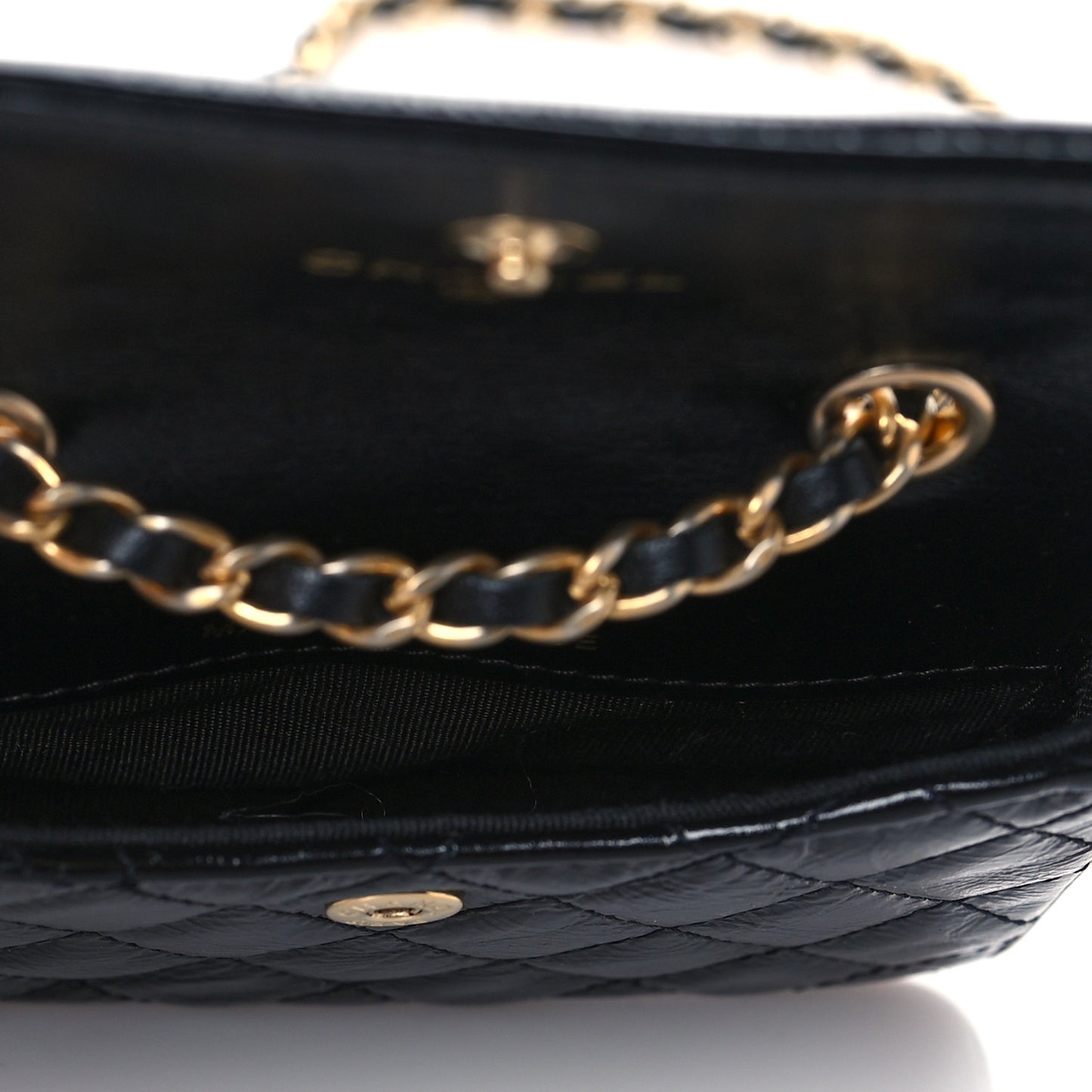 Shiny Aged Calfskin Quilted Waist Belt Bag Black