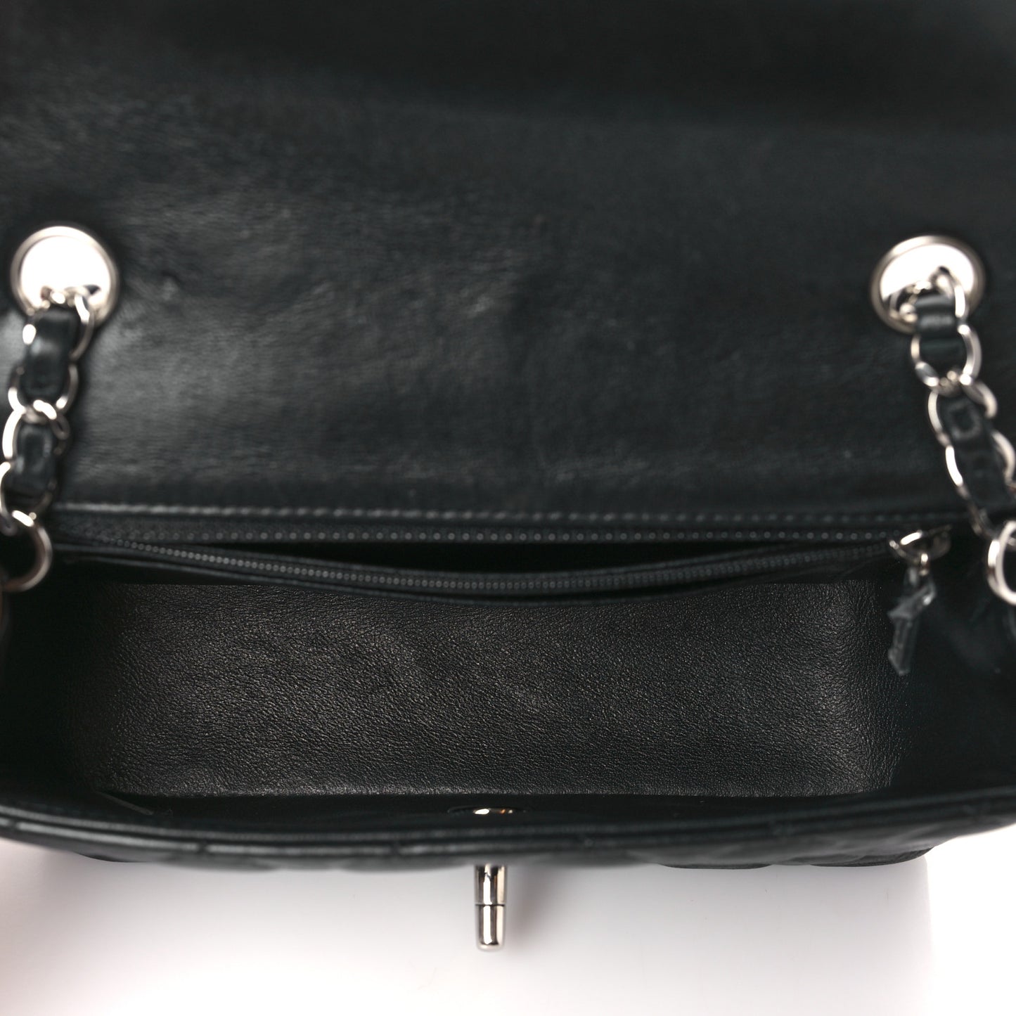 Lambskin Quilted Mini Rectangular Flap Black