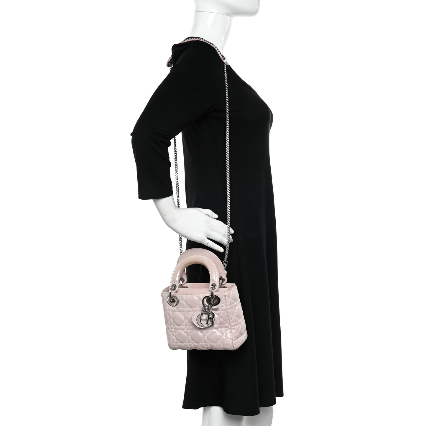 Metallic Lambskin Cannage Mini Lady Dior Lotus