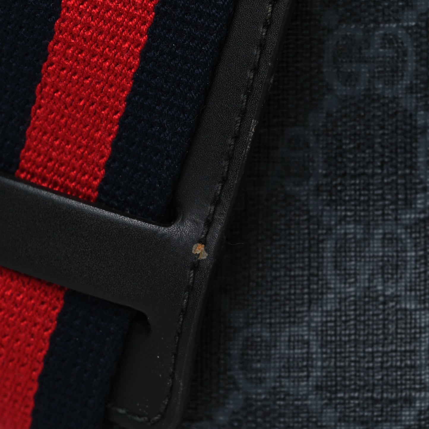 GG Supreme Monogram Web Small Flat Messenger Bag Black Grey