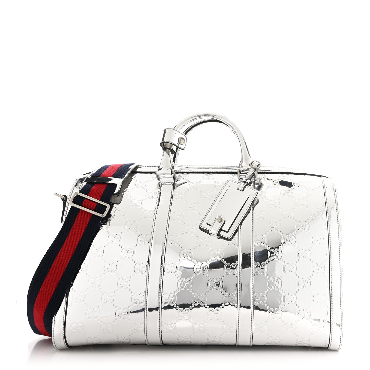 Gucci Guccissima Medium Mirror Effect Duffle Silver 1 of 10