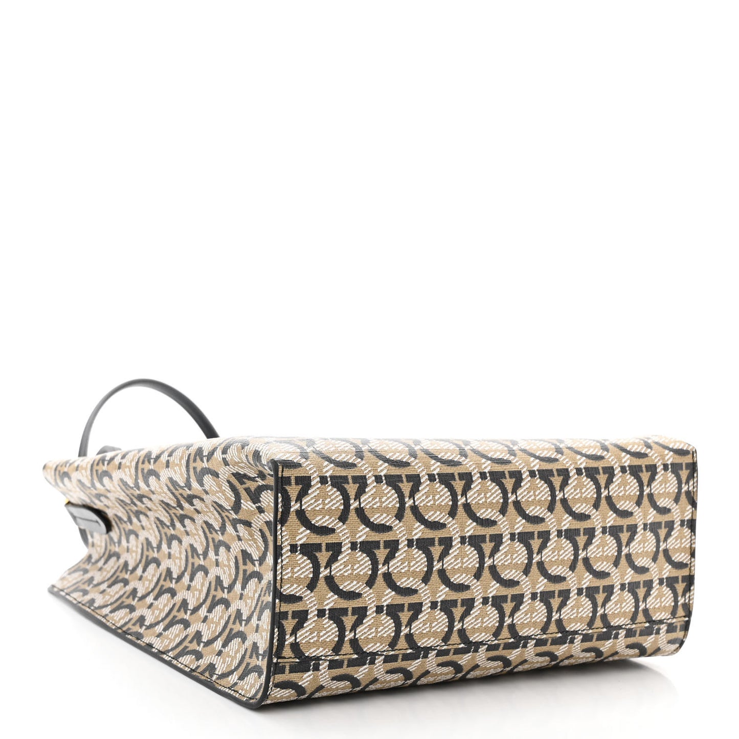 Canvas Calfskin Gancini Tote Sand Black