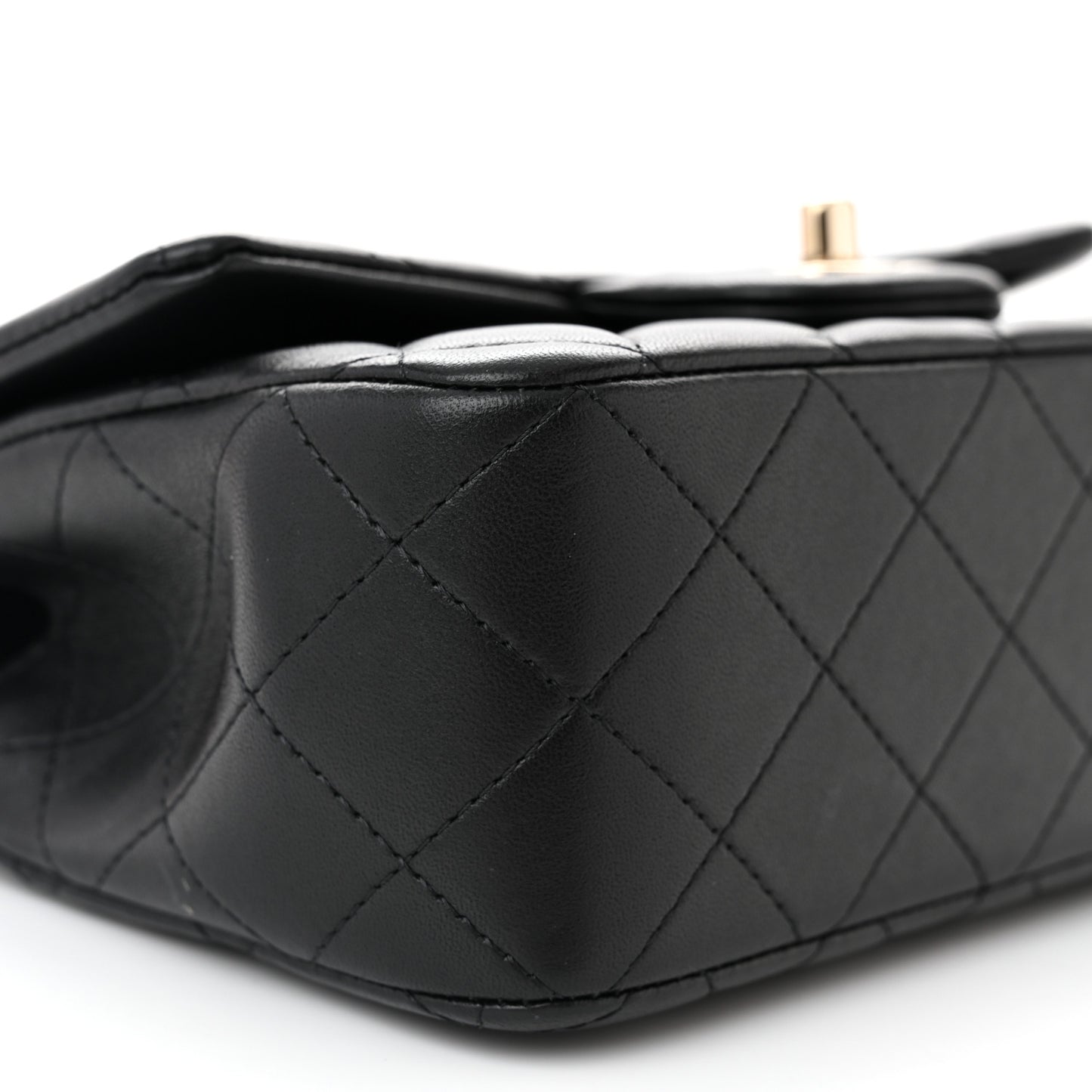 Lambskin Quilted Mini Top Handle Rectangular Flap Black