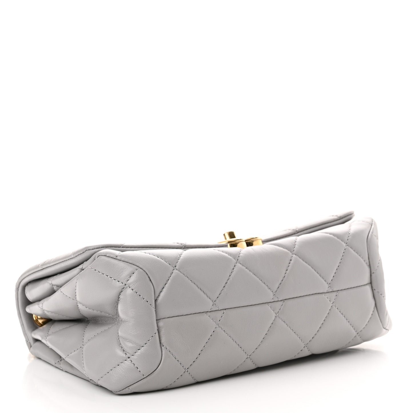 Lambskin Quilted Medium Color Match Flap Grey