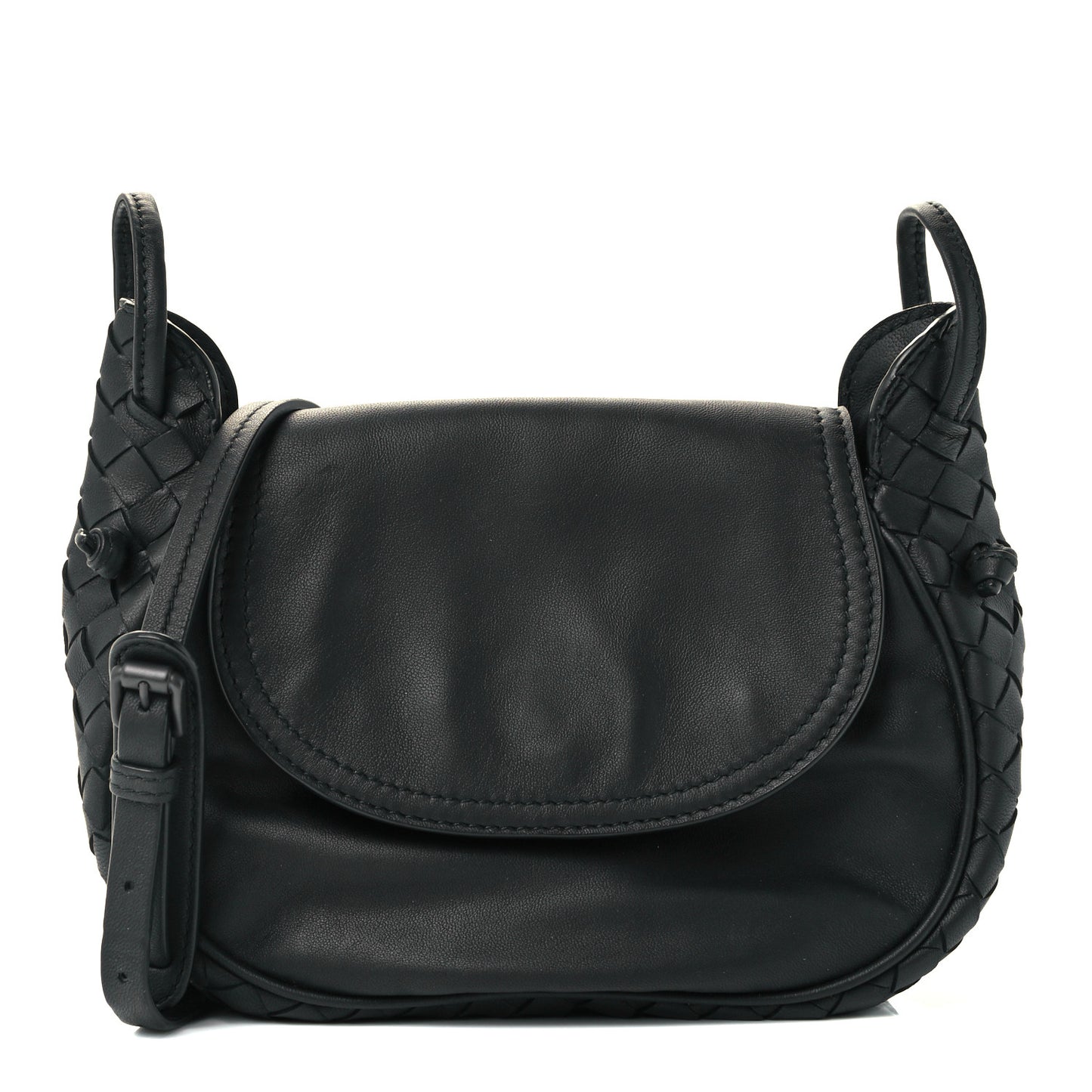 Nappa Intrecciato Small Nodini Flap Crossbody Black