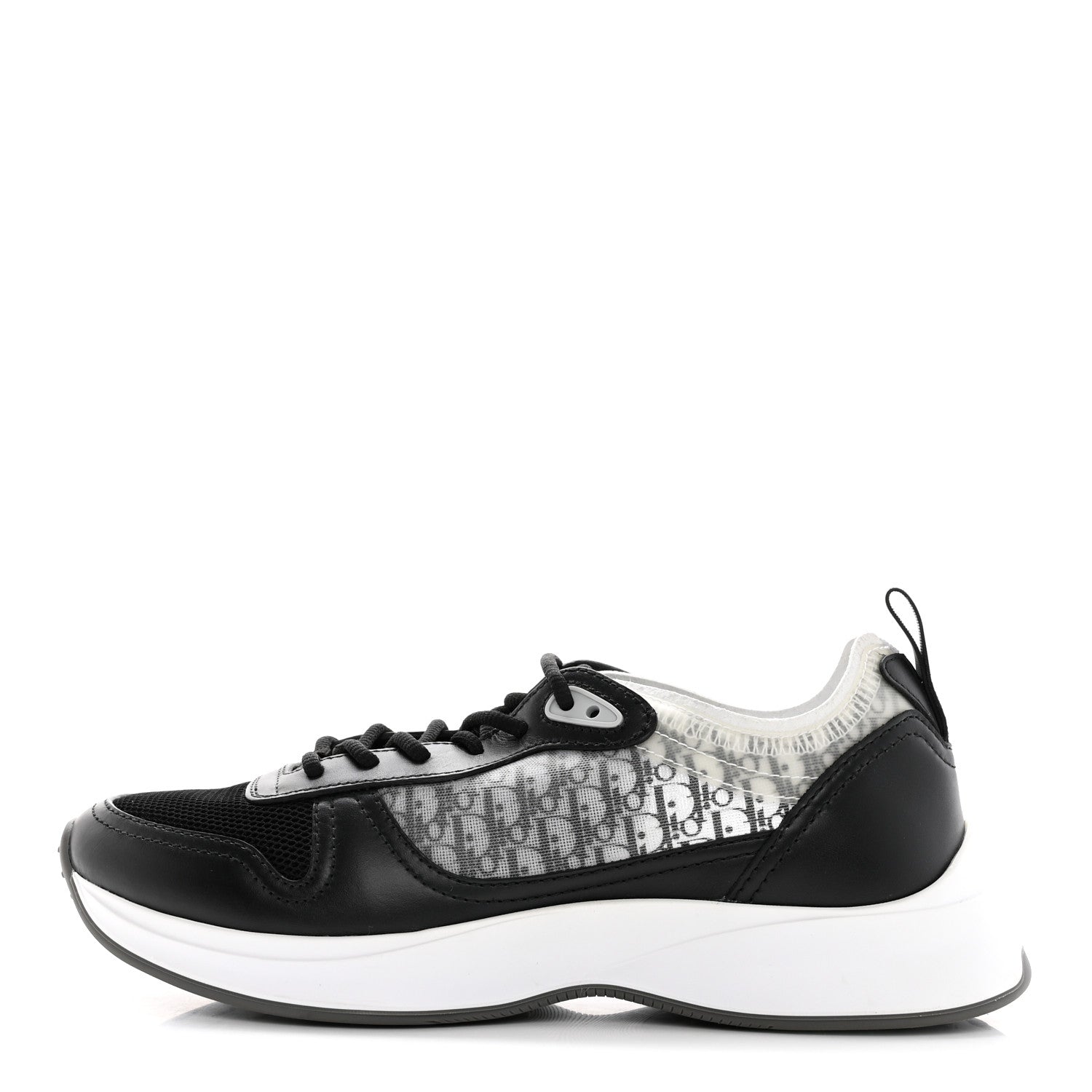 Christian Dior Smooth Calfskin Technical Mesh Oblique Womens B25 Runner Sneakers 39 Black Grey 1 of 17