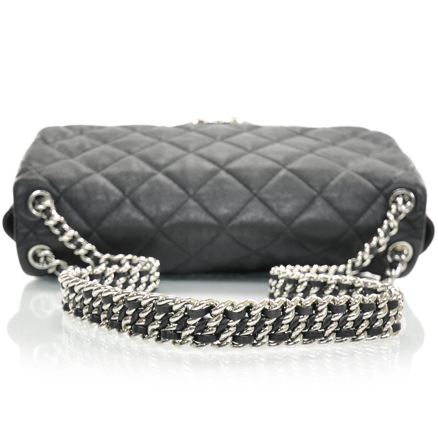Lambskin Chain Around Maxi Flap Bag Black