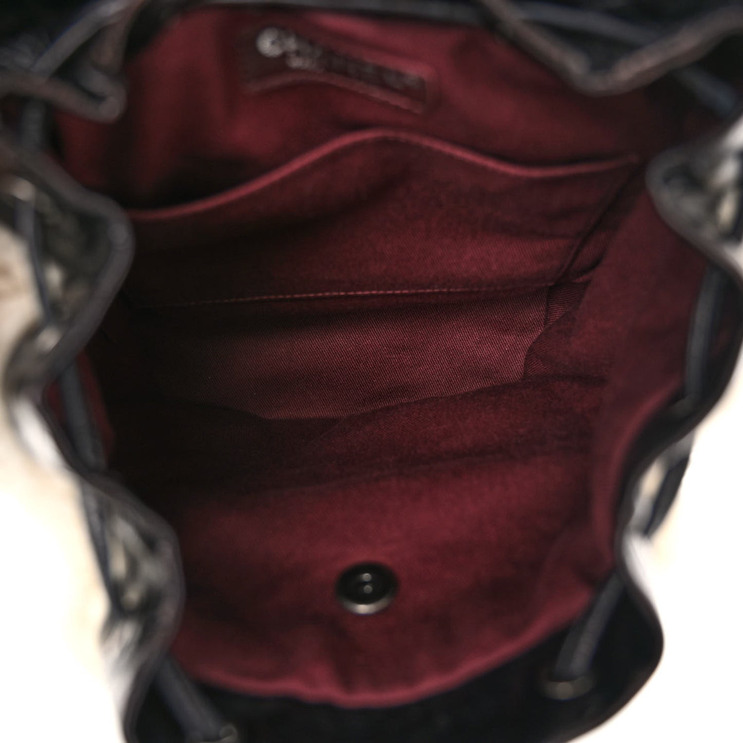 Glazed Calfskin Shearling Quilted Small Mountain Backpack Black Ivory