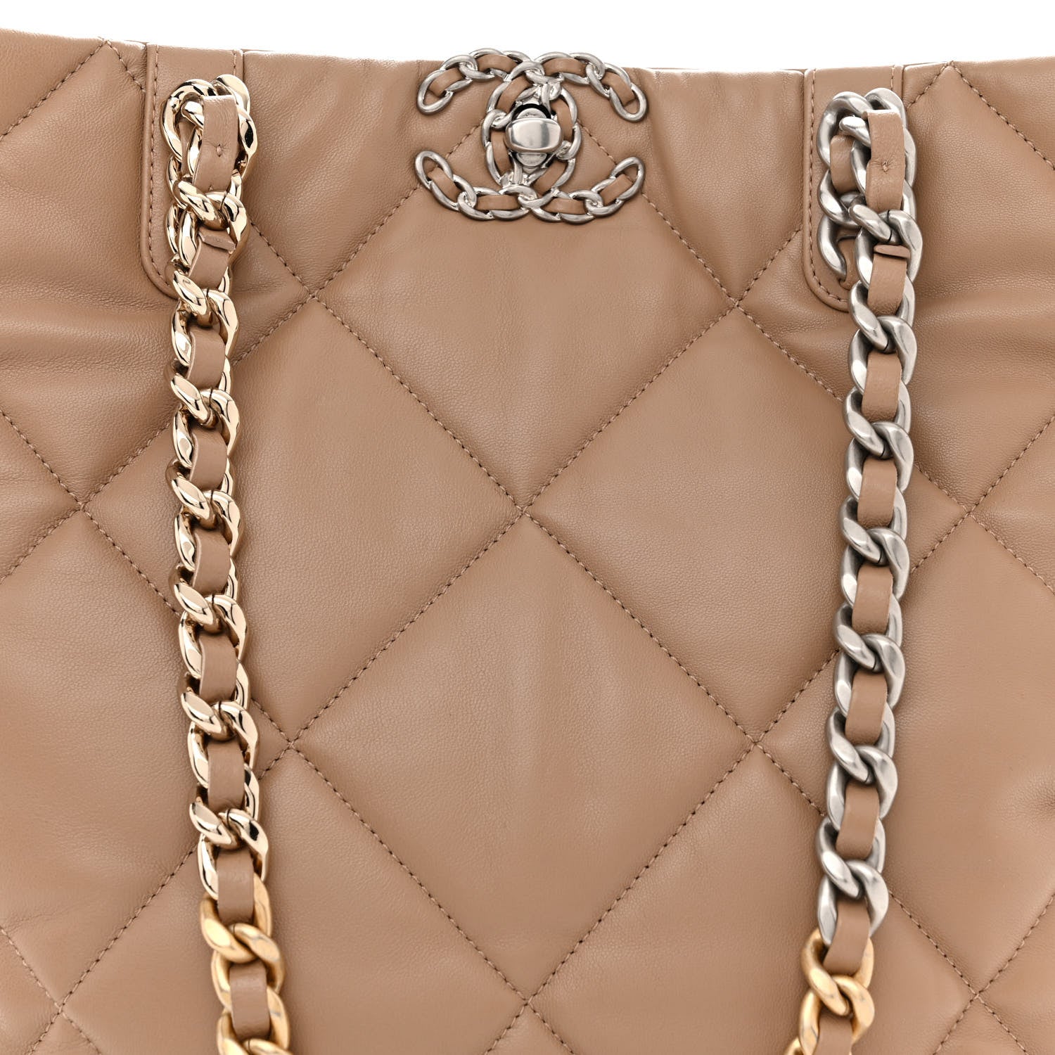 Chanel Lambskin Quilted Chanel 19 Shopping Bag Beige 8 of 10