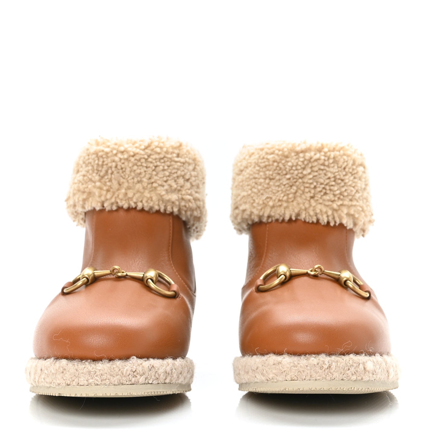 Calfskin Wool Womens Fria Horsebit Ankle Boots 37 New Caramel Butterscotch