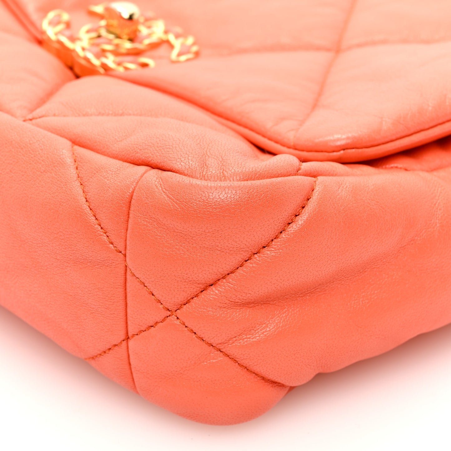 Goatskin Quilted Medium Chanel 19 Flap Orange