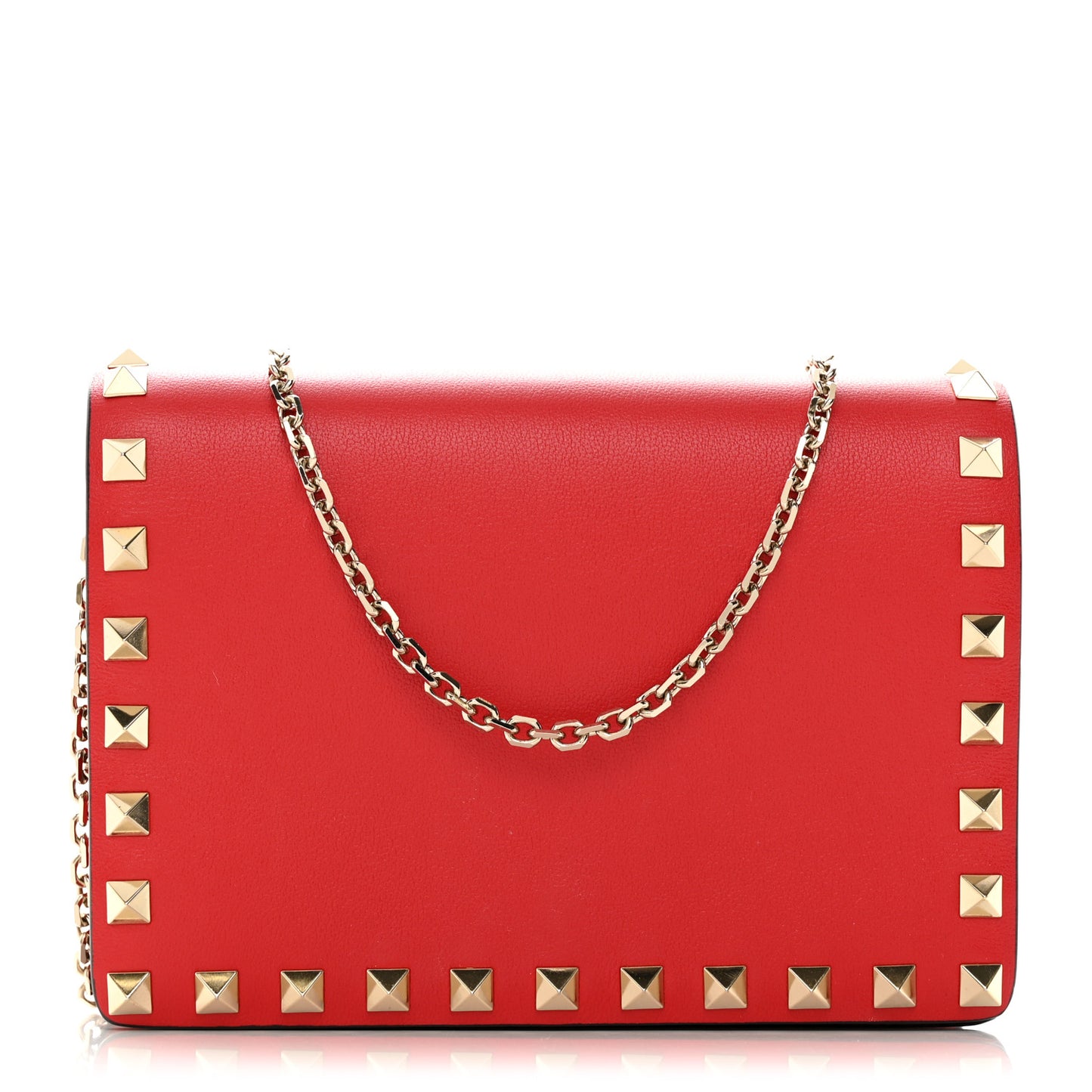 Vitello Rockstud Wallet On Chain Rouge Pur