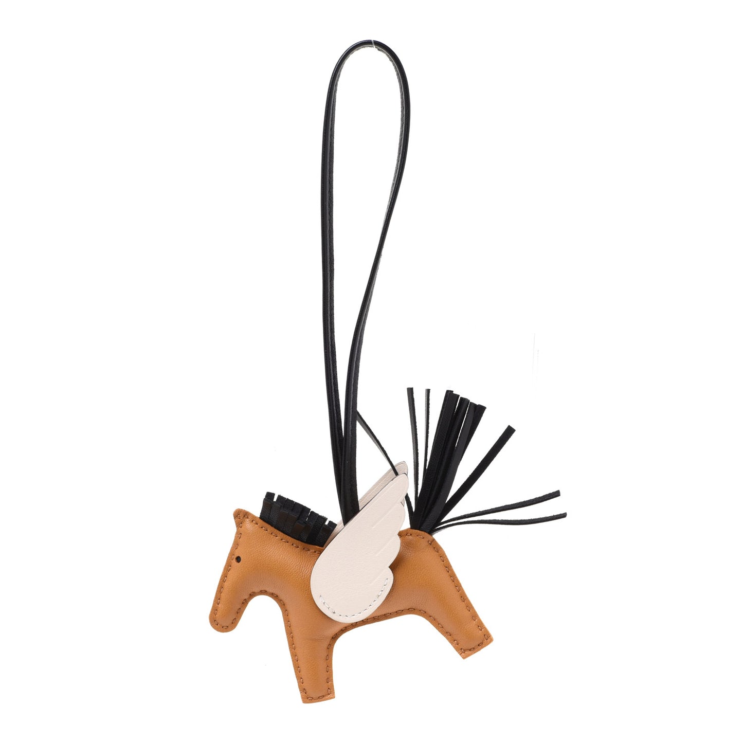 Milo Lambskin Grigri Rodeo Pegase Horse Bag Charm PM Sesame Black Nata