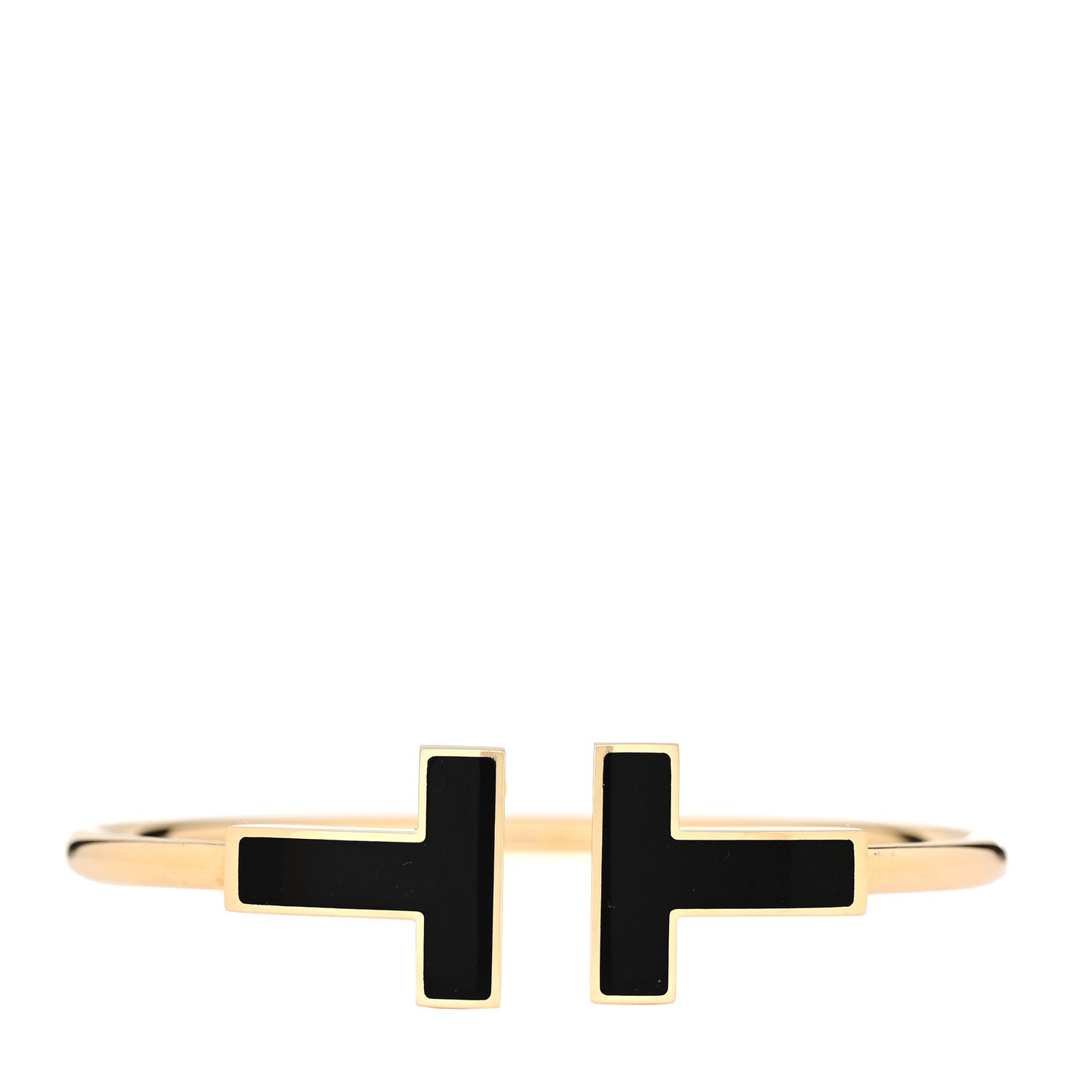 Tiffany 18K Yellow Gold Black Onyx Wide T Wire Bracelet 1784989