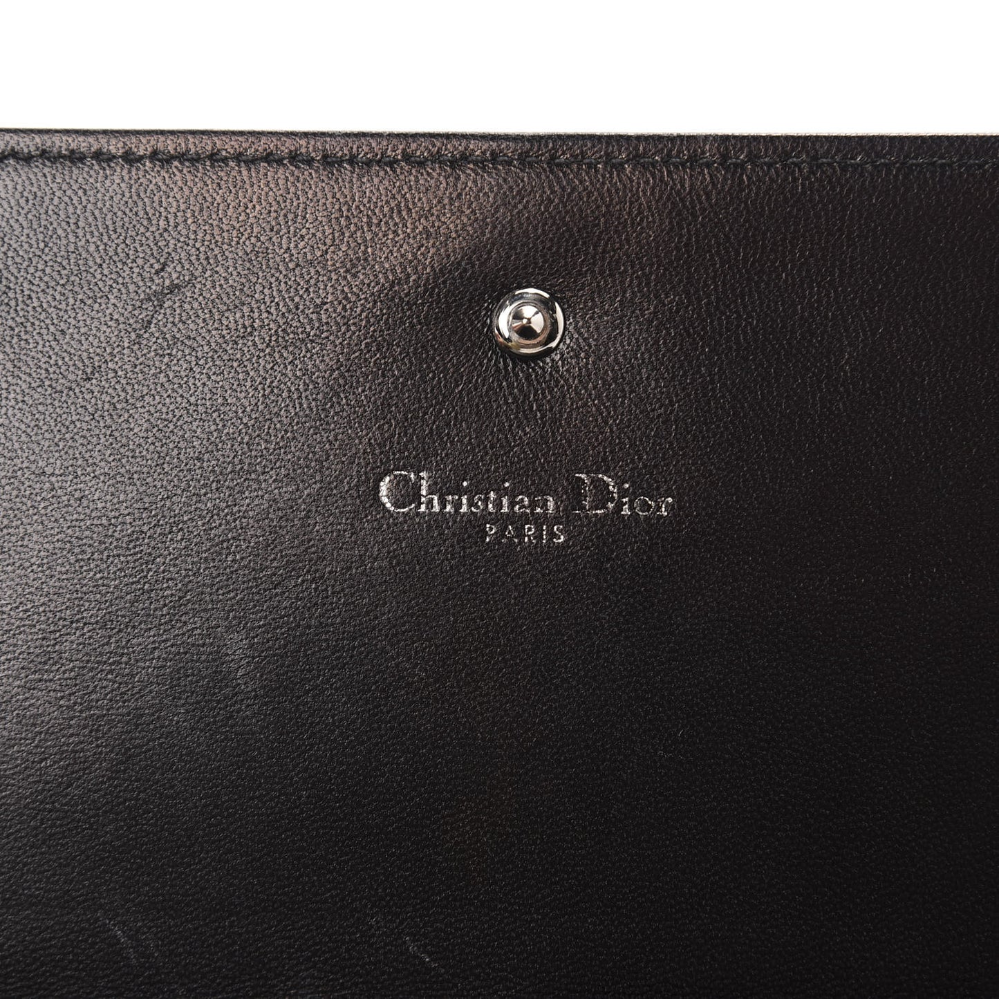 Grained Calfskin Diorama Croisiere Chain Wallet Black