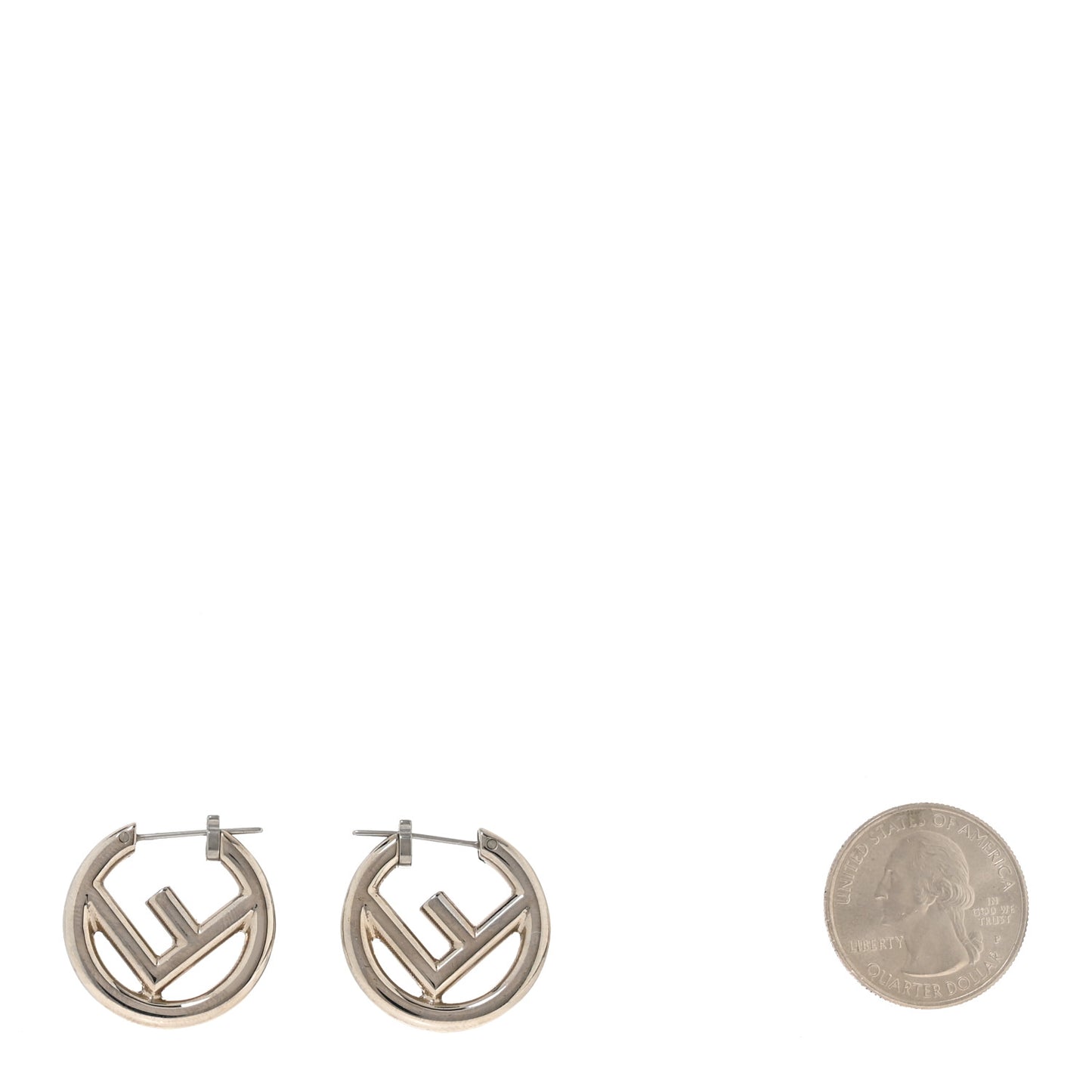 Metal F is Fendi Hoop Earrings Silver