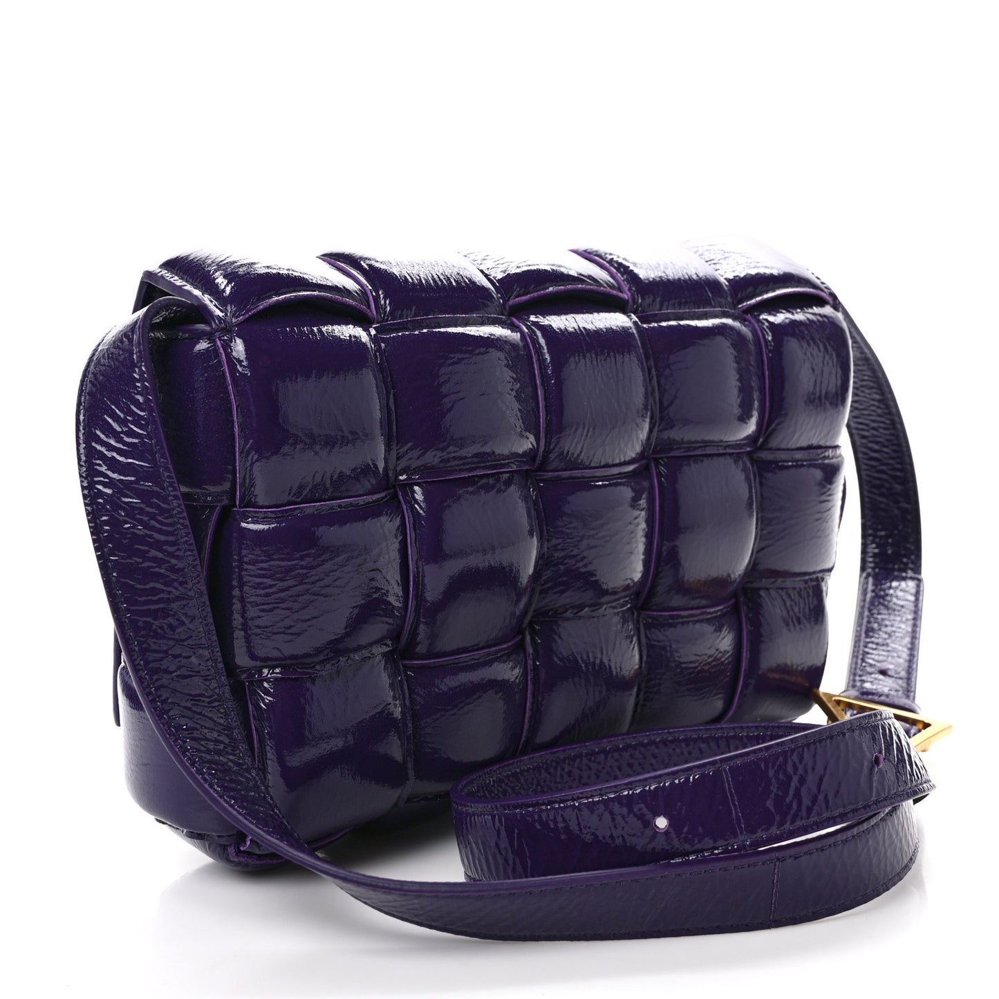 Textured Deerskin Maxi Intrecciato Padded Cassette Crossbody Bag Raisin