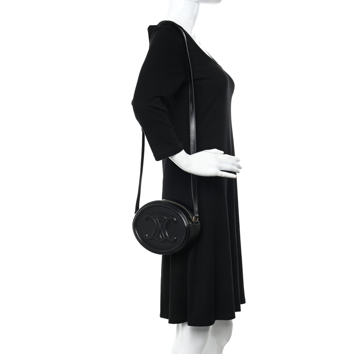Smooth Calfskin Cuir Triomphe Oval Bag Black
