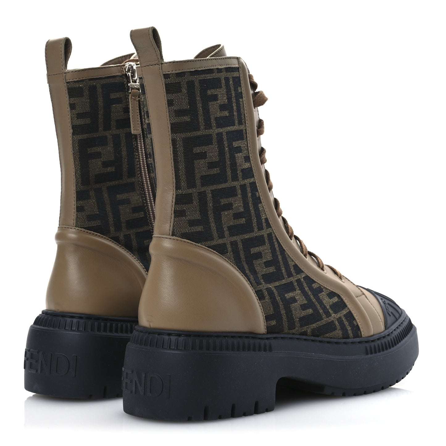 Fabric Jacquard Vitello FF Domino 50mm Biker Boots 41 Tobacco Black Sand