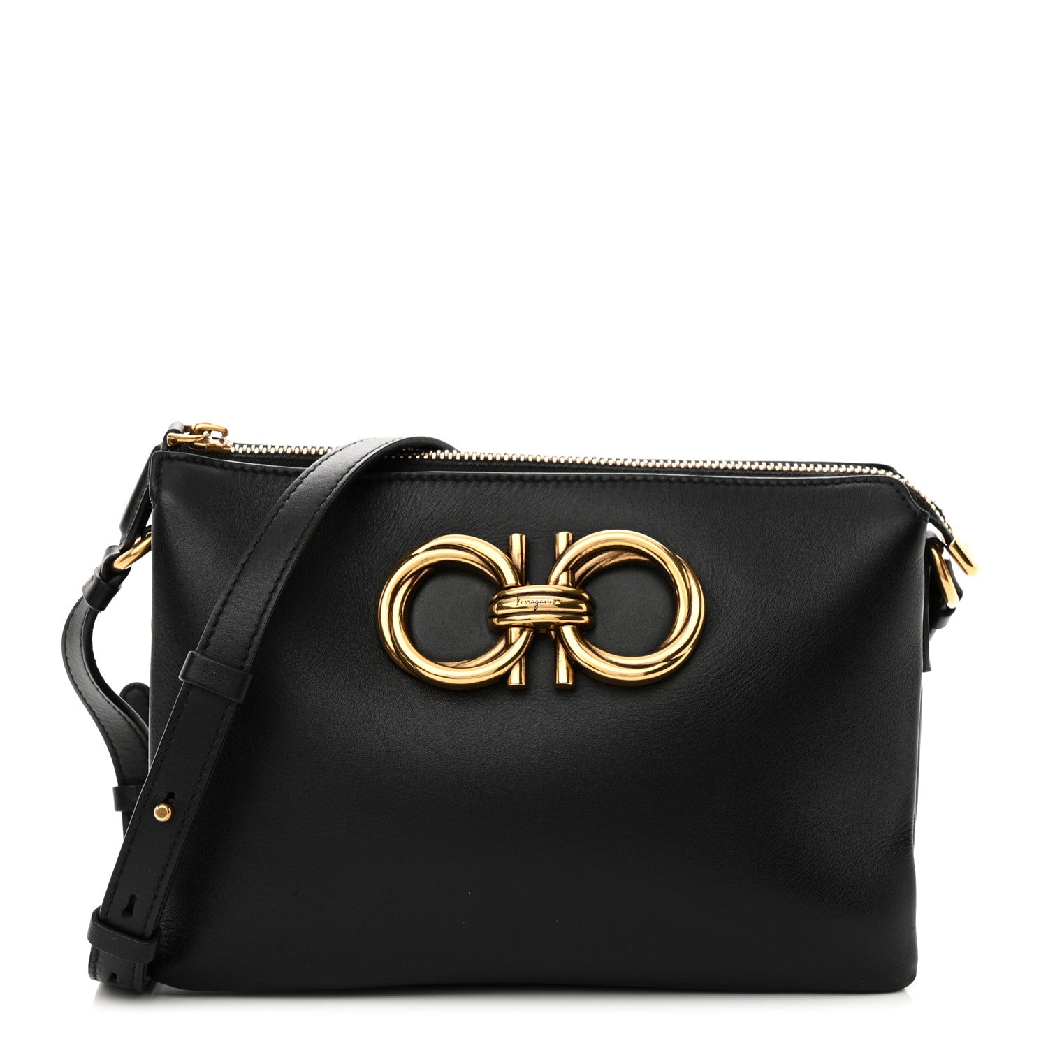 Salvatore Ferragamo Calfskin Trapezio Shoulder Bag Black 1 of 9