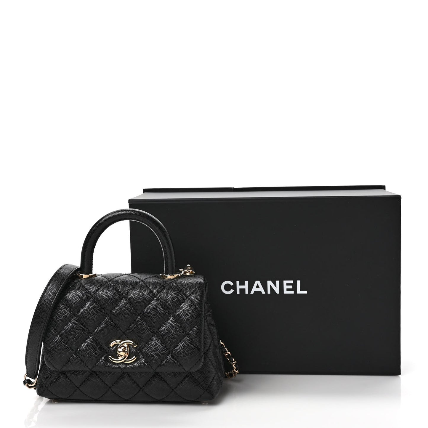 Caviar Quilted Extra Mini Coco Handle Flap Black