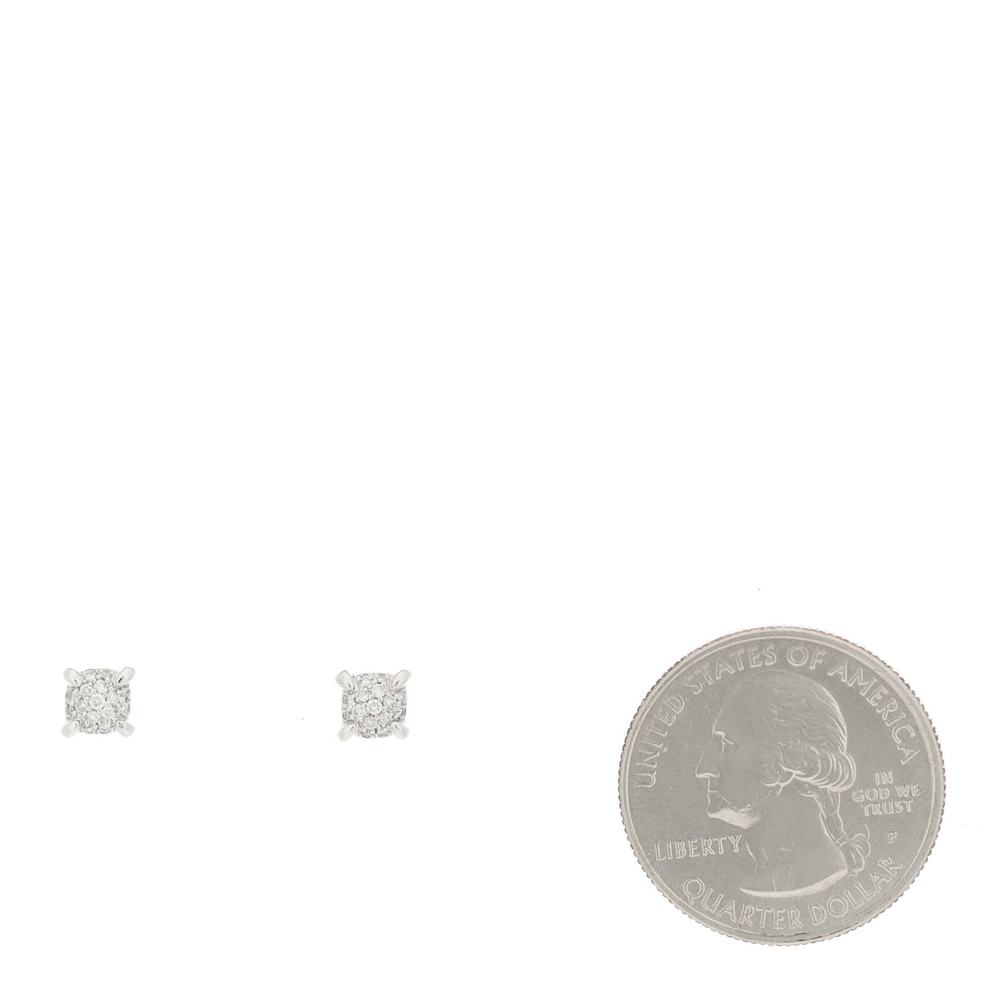 18K White Gold Diamond 5mm Chatelaine Stud Earrings