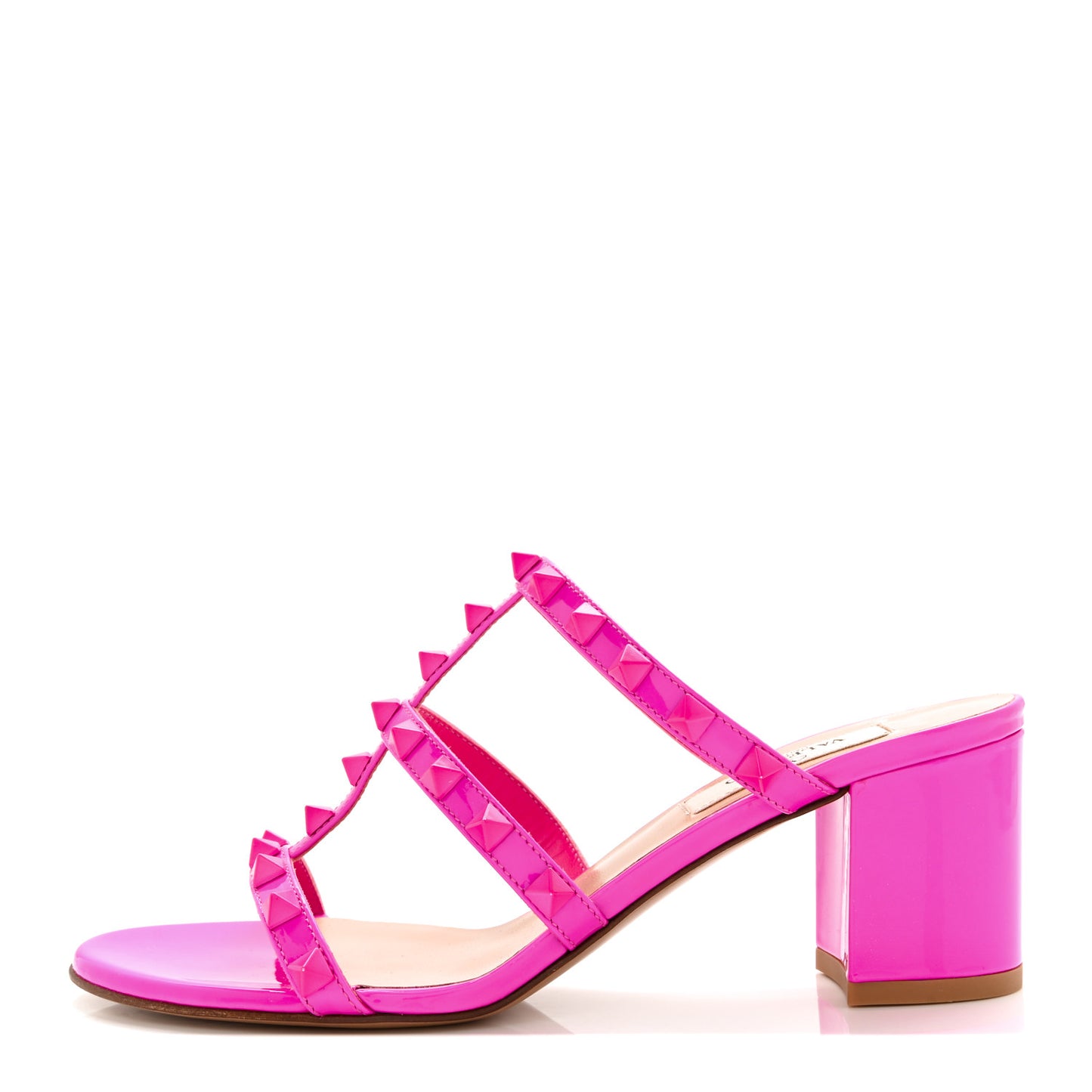Patent Rockstud 60mm Caged Slide Sandals 36 Pink PP