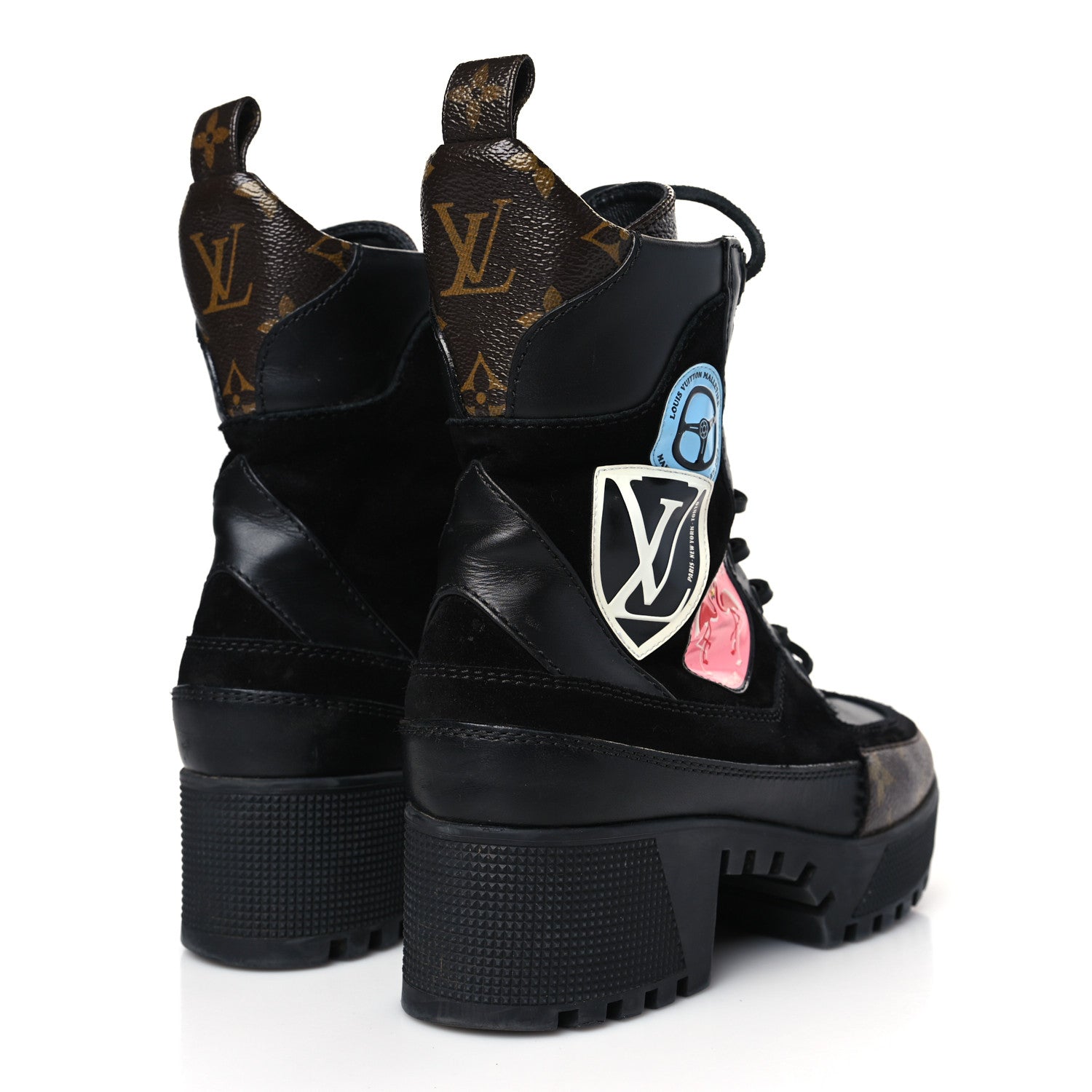 Louis Vuitton Suede Calfskin Monogram World Tour Platform Desert Boots 36.5 Black 4 of 8