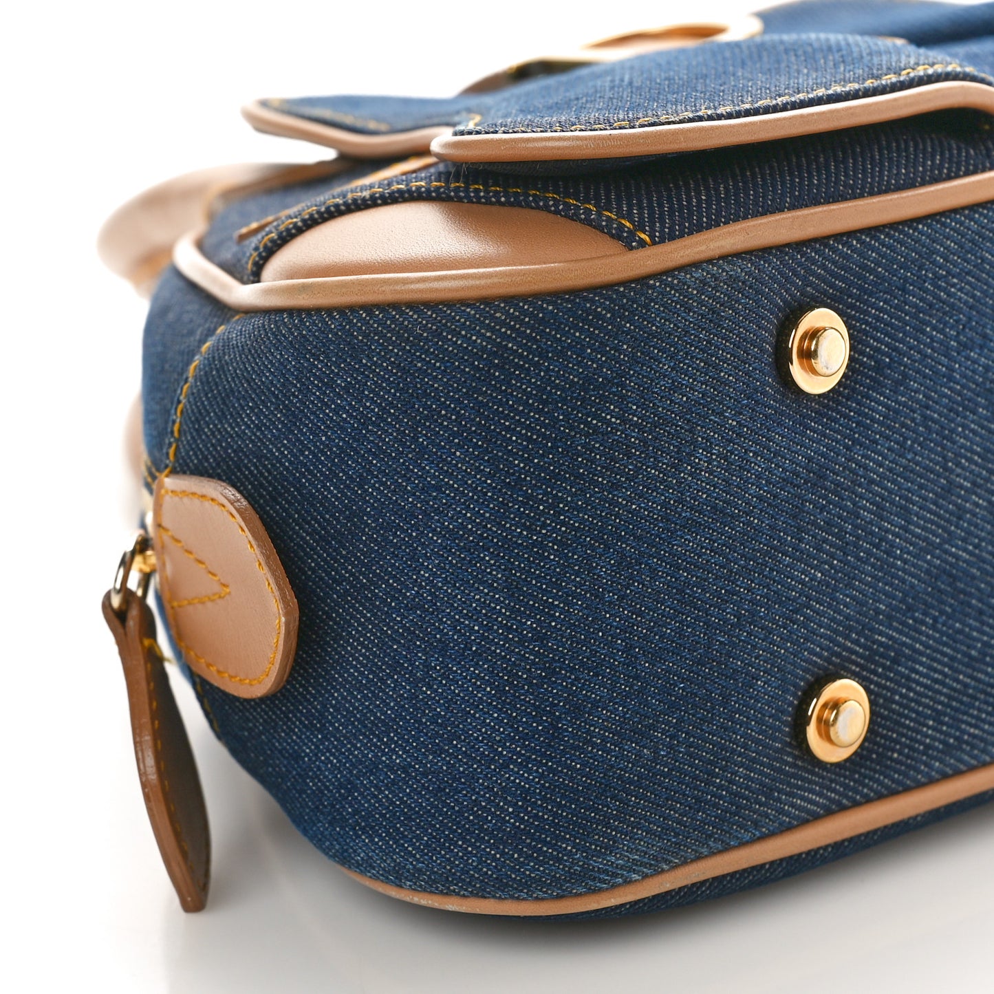 Denim Calfskin Mini Saddle Bowler Blue