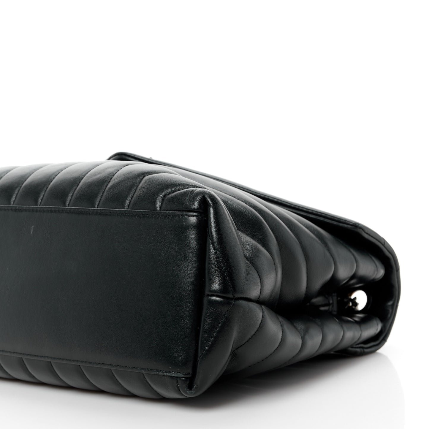 SAINT LAURENT Calfskin Y Quilted Monogram Monochrome Medium Loulou Chain Satchel Black