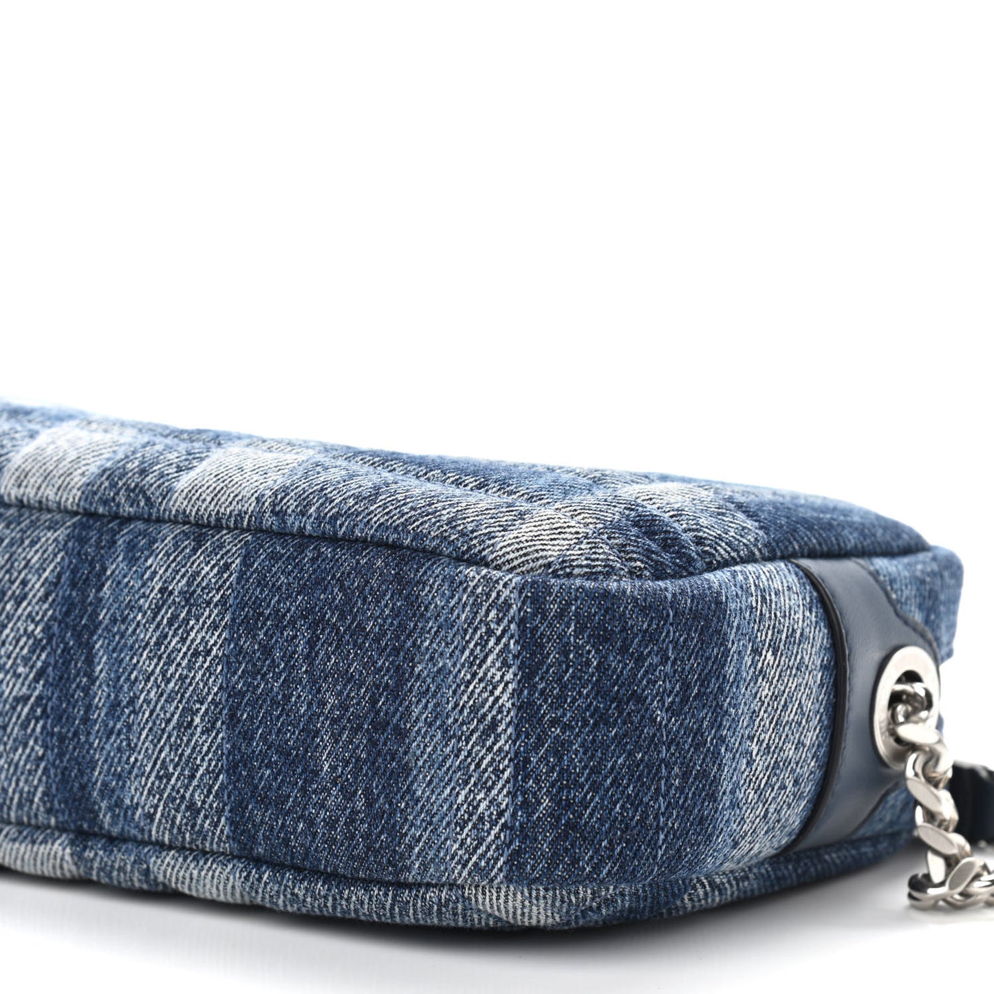 Calfskin Demin Check Small Lola Camera Bag Navy