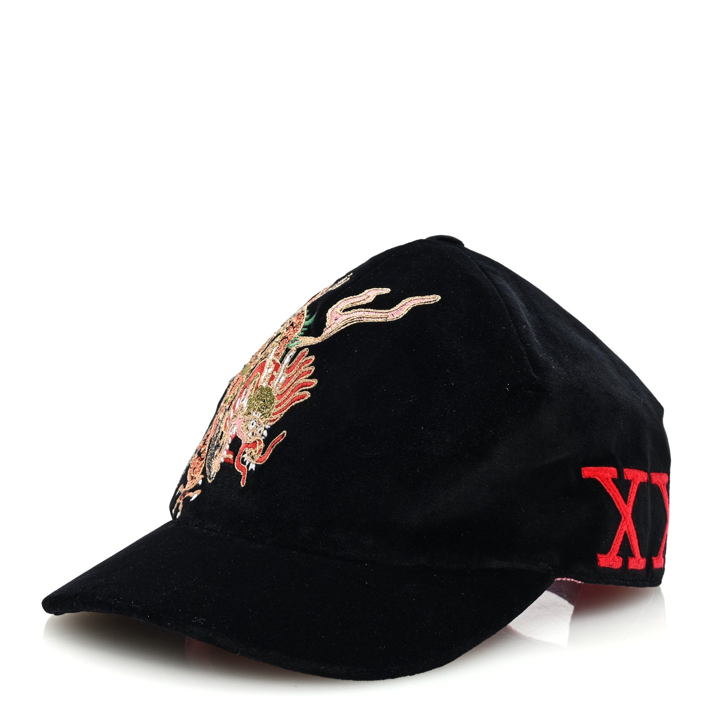 Velvet GG Monogram Embroidered Baseball Hat M Black