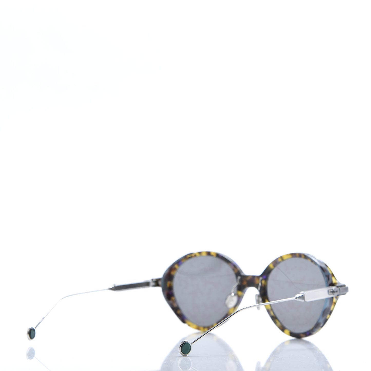 Acetate Leaf Print Umbrage Round Sunglasses Green Foliage