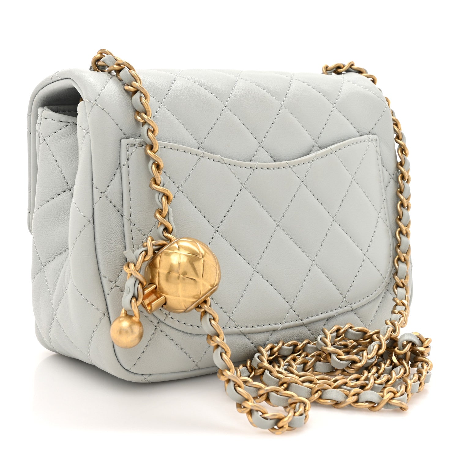 Chanel Lambskin Quilted Mini Pearl Crush Flap Light Grey 3 of 10