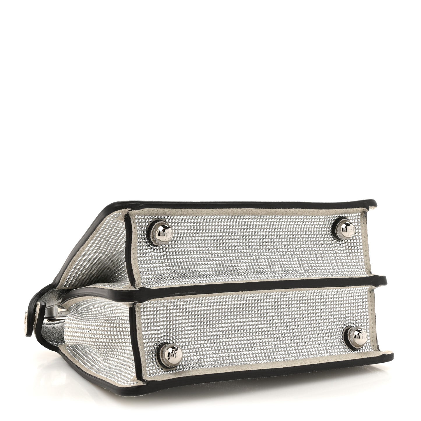 Crystal Vitello Laminato FF Petite Peekaboo I SEE U Satchel Crystal Argento