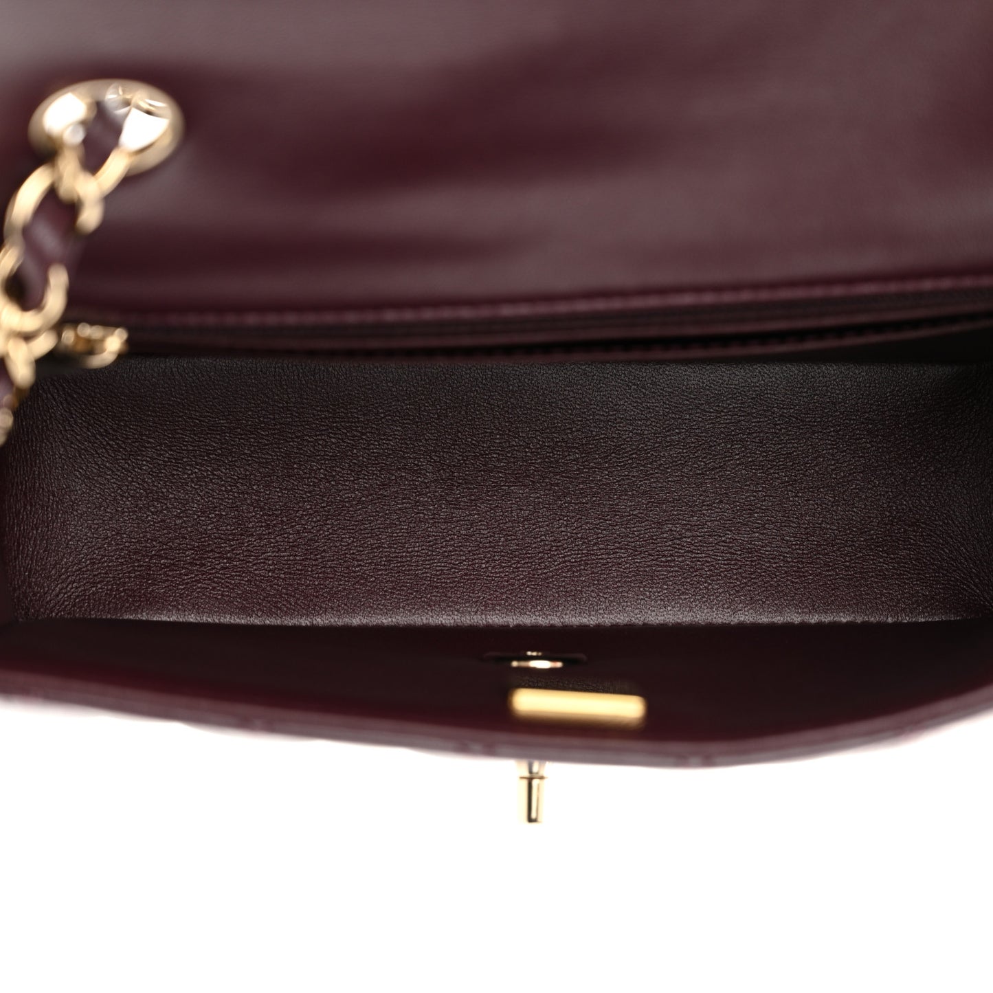 Lambskin Quilted Mini Rectangular Flap Burgundy