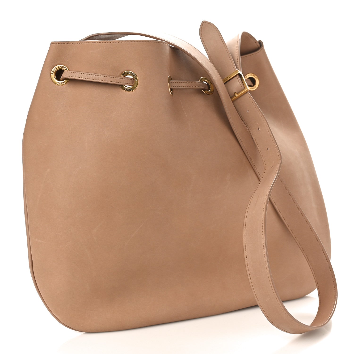 Saint Laurent Calfskin Medium Paris VII Flat Hobo Biscuit Beige 5 of 11