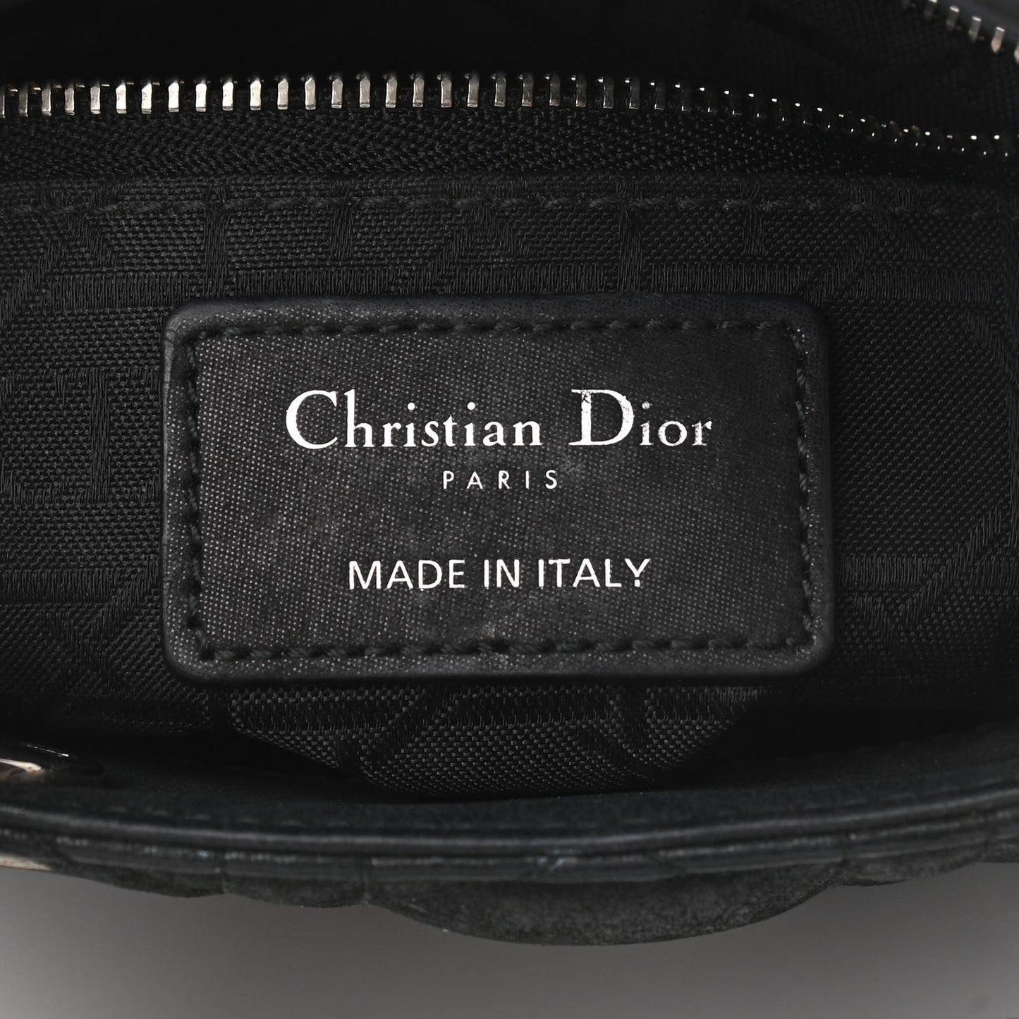 Metallic Calfskin Cannage Mini Lady Dior Black
