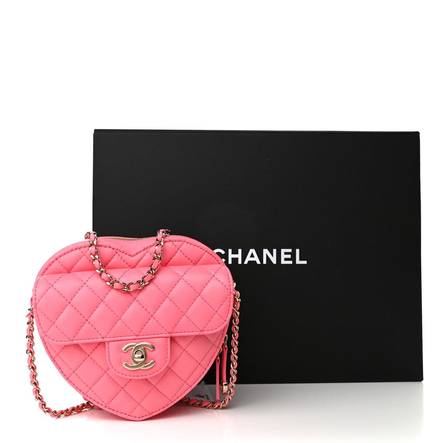 Lambskin Quilted CC In Love Heart Bag Pink