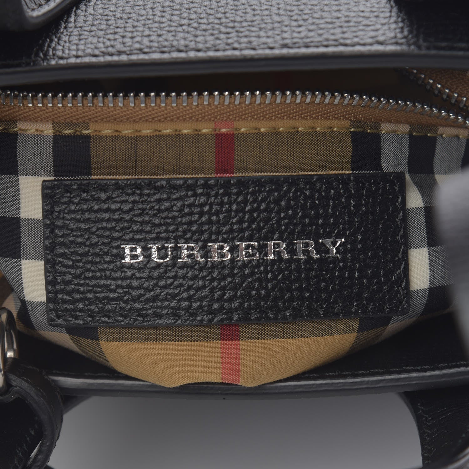 Burberry Grainy Calfskin House Check Grommet Baby Banner Tote Black 6 of 11