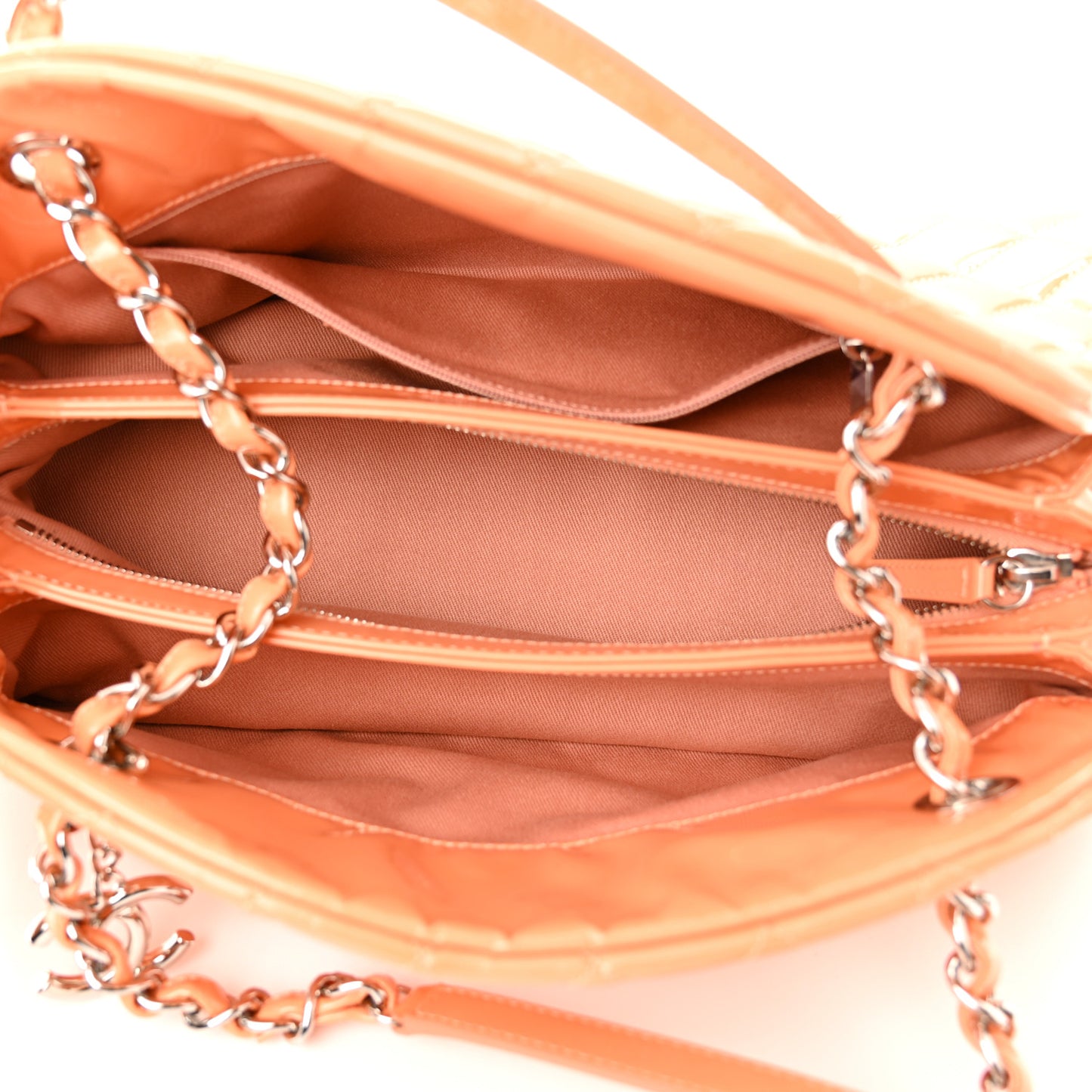 Patent Quilted Medium Just Mademoiselle Bowling Bag Orange