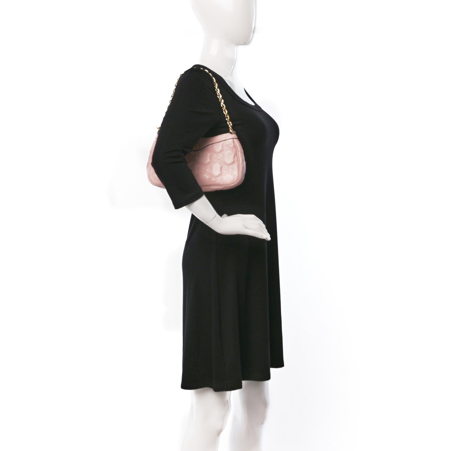 Calfskin GG Matelasse Chain Handbag Perfect Pink Natural